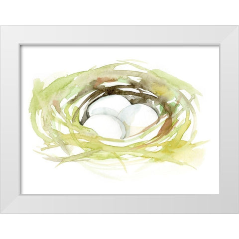 Watercolor Nest II White Modern Wood Framed Art Print by Goldberger, Jennifer