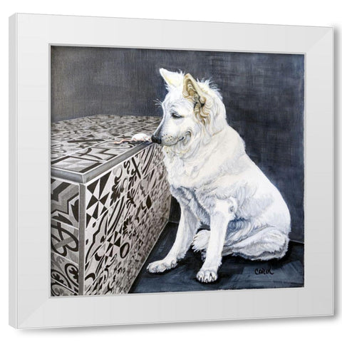 Playful Pup I White Modern Wood Framed Art Print by Dillon, Carol