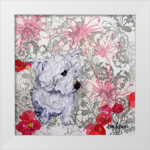 Playful Pup III White Modern Wood Framed Art Print by Dillon, Carol