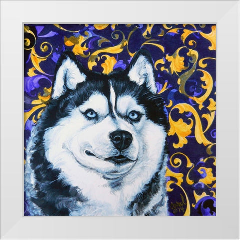 Playful Pup IV White Modern Wood Framed Art Print by Dillon, Carol