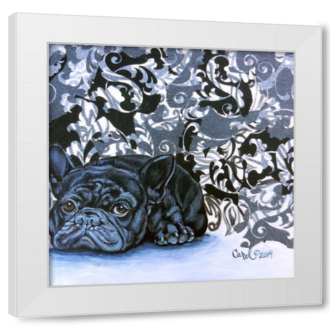 Playful Pup V White Modern Wood Framed Art Print by Dillon, Carol