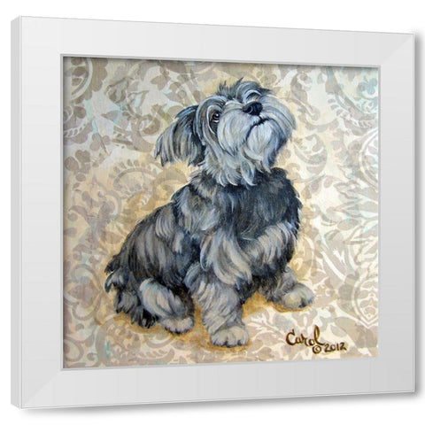 Playful Pup IX White Modern Wood Framed Art Print by Dillon, Carol