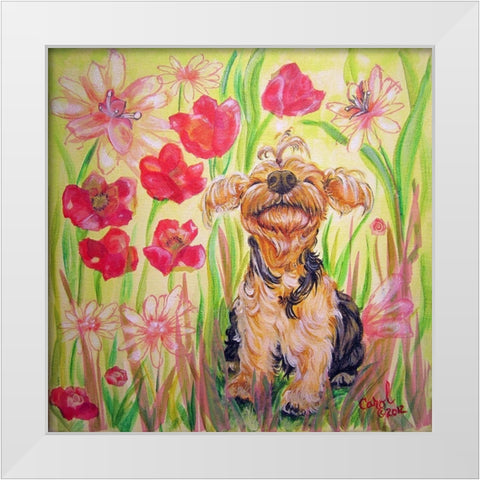 Playful Pup X White Modern Wood Framed Art Print by Dillon, Carol