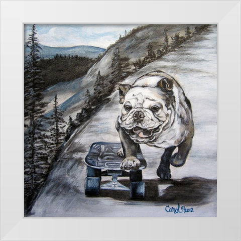 Playful Pup XI White Modern Wood Framed Art Print by Dillon, Carol
