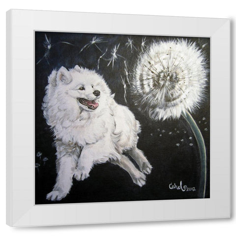 Playful Pup XII White Modern Wood Framed Art Print by Dillon, Carol