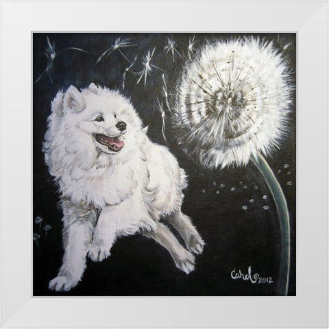 Playful Pup XII White Modern Wood Framed Art Print by Dillon, Carol
