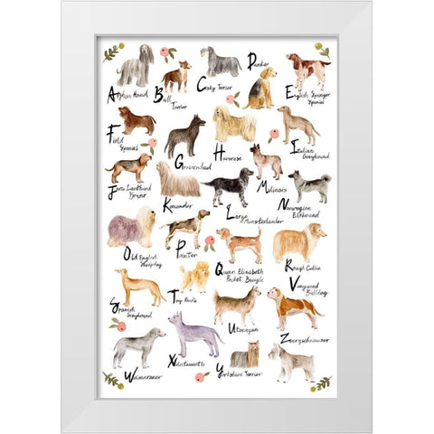 Dog Alphabet White Modern Wood Framed Art Print by Wang, Melissa