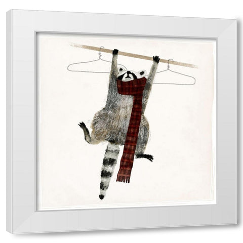 Rascally Raccoon I White Modern Wood Framed Art Print by Barnes, Victoria