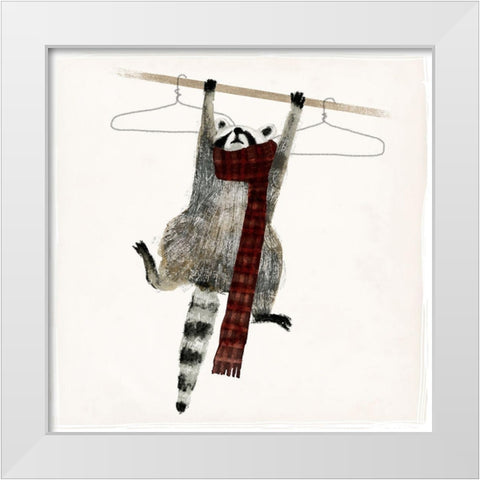 Rascally Raccoon I White Modern Wood Framed Art Print by Barnes, Victoria