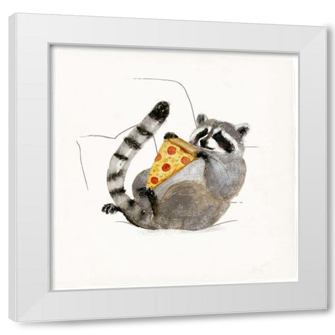 Rascally Raccoon II White Modern Wood Framed Art Print by Barnes, Victoria