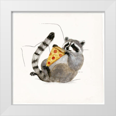 Rascally Raccoon II White Modern Wood Framed Art Print by Barnes, Victoria