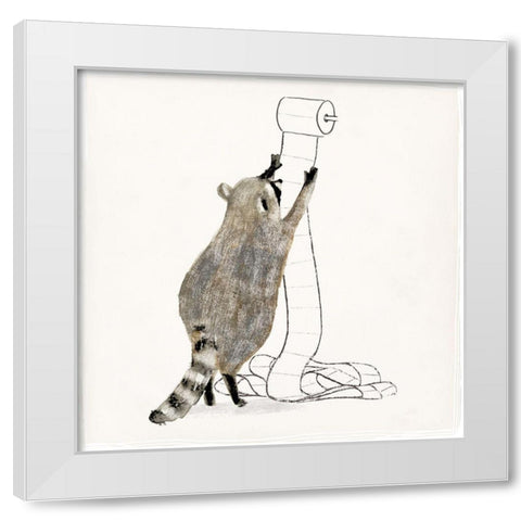 Rascally Raccoon IV White Modern Wood Framed Art Print by Barnes, Victoria