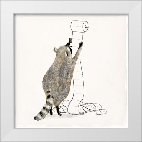 Rascally Raccoon IV White Modern Wood Framed Art Print by Barnes, Victoria