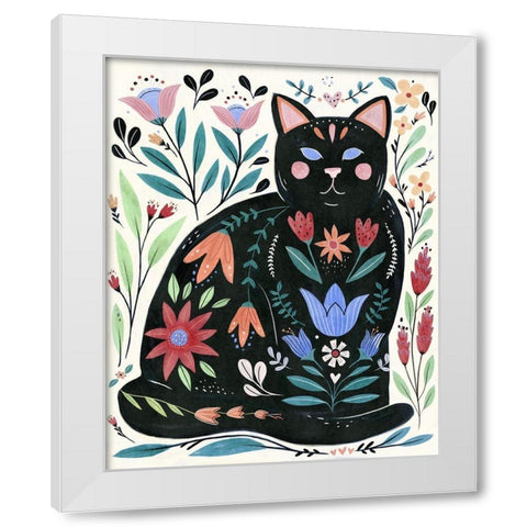 Folksy Feline II White Modern Wood Framed Art Print by Warren, Annie