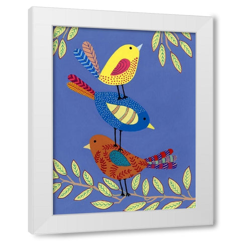Patterned Feathers I White Modern Wood Framed Art Print by Moore, Regina