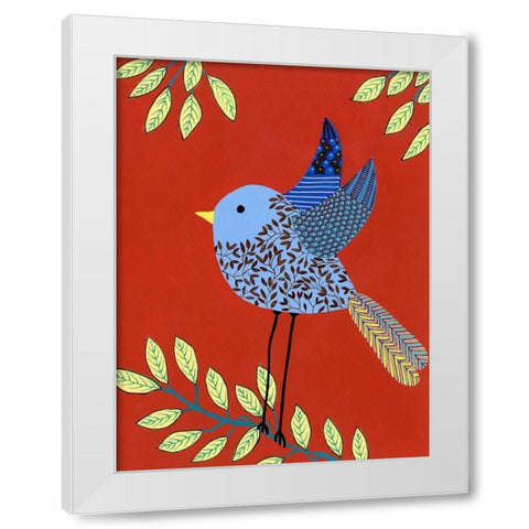 Patterned Feathers III White Modern Wood Framed Art Print by Moore, Regina