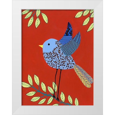 Patterned Feathers III White Modern Wood Framed Art Print by Moore, Regina