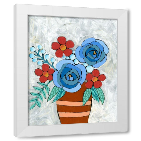 Bleu Blume II White Modern Wood Framed Art Print by Moore, Regina