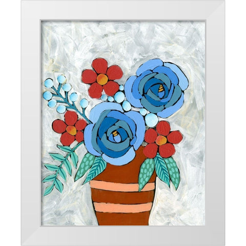 Bleu Blume II White Modern Wood Framed Art Print by Moore, Regina