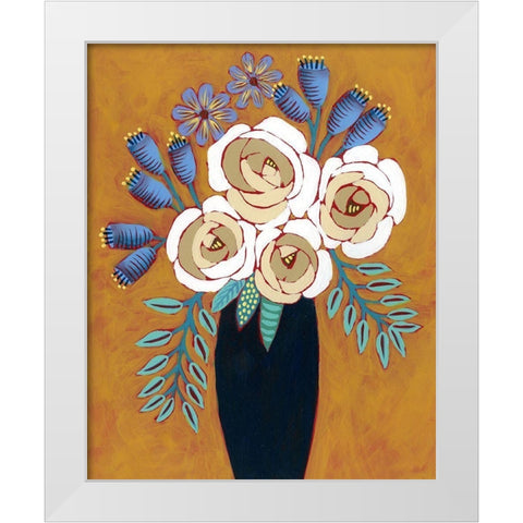 Neutral Blume I White Modern Wood Framed Art Print by Moore, Regina