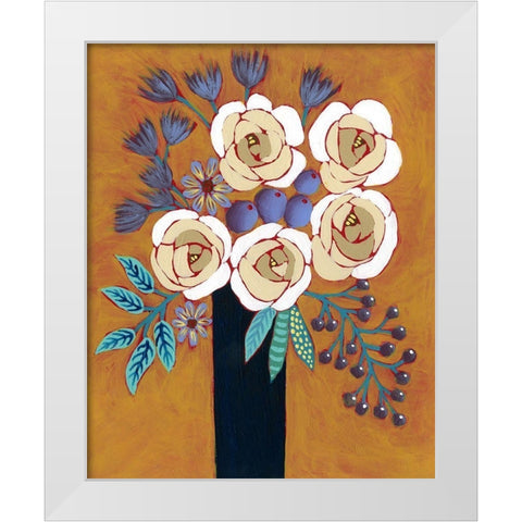 Neutral Blume II White Modern Wood Framed Art Print by Moore, Regina