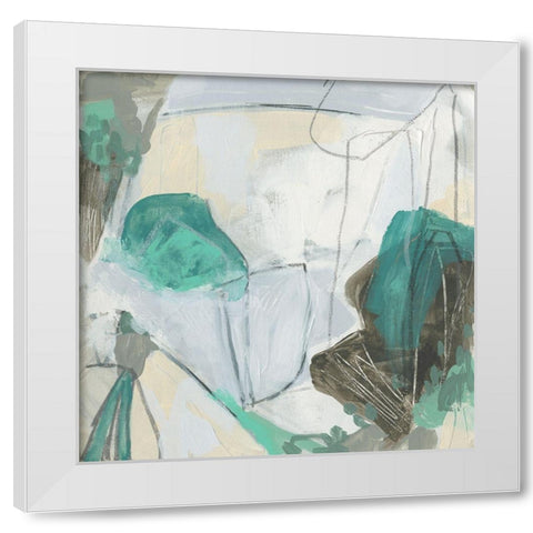 Aqua Puzzle II White Modern Wood Framed Art Print by Vess, June Erica