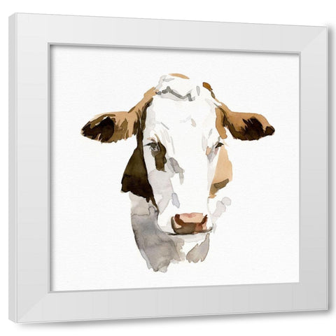 Watercolor Bovine I White Modern Wood Framed Art Print by Caroline, Emma
