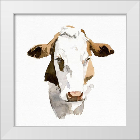Watercolor Bovine I White Modern Wood Framed Art Print by Caroline, Emma