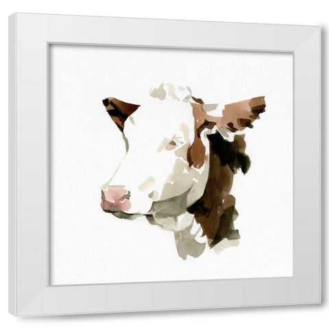 Watercolor Bovine II White Modern Wood Framed Art Print by Caroline, Emma
