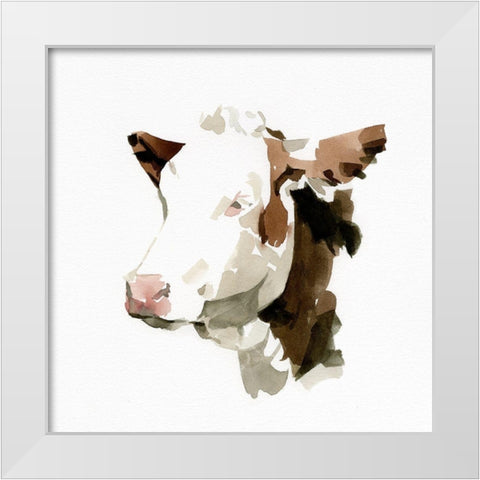 Watercolor Bovine II White Modern Wood Framed Art Print by Caroline, Emma