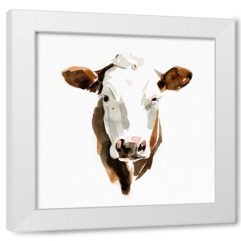 Watercolor Bovine III White Modern Wood Framed Art Print by Caroline, Emma