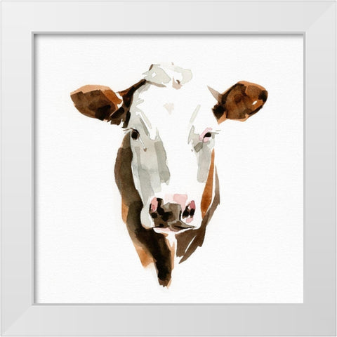 Watercolor Bovine III White Modern Wood Framed Art Print by Caroline, Emma