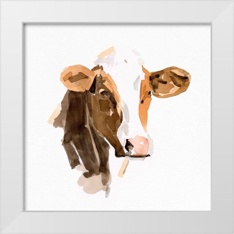 Watercolor Bovine IV White Modern Wood Framed Art Print by Caroline, Emma