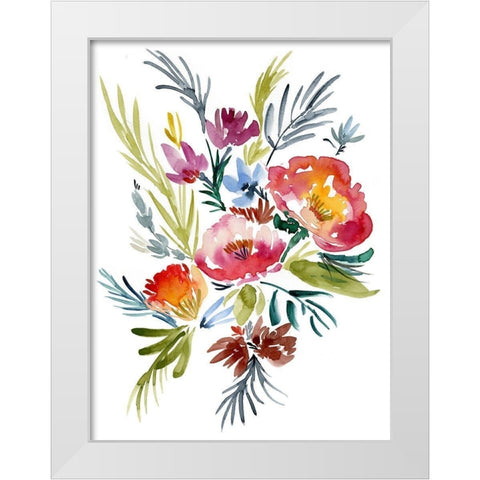 Jeweled Bouquet II White Modern Wood Framed Art Print by Goldberger, Jennifer