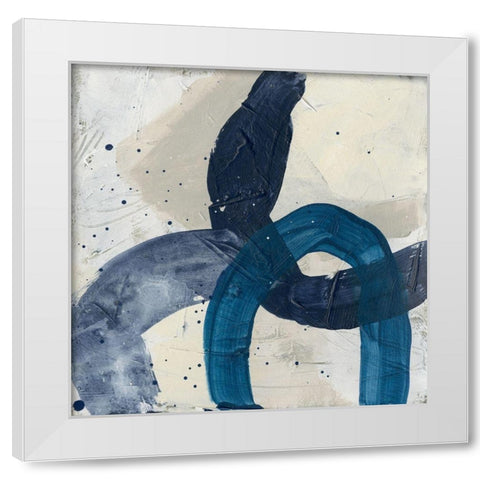 Blue System III White Modern Wood Framed Art Print by Vess, June Erica