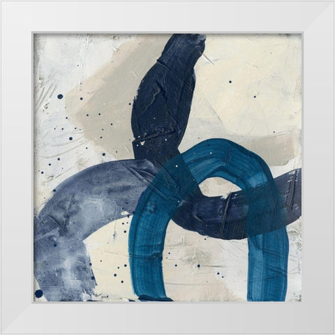 Blue System III White Modern Wood Framed Art Print by Vess, June Erica