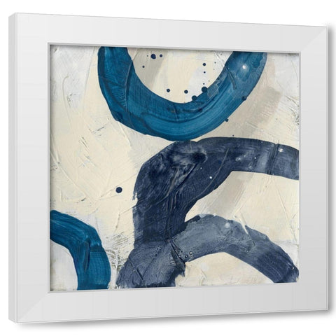 Blue System IV White Modern Wood Framed Art Print by Vess, June Erica