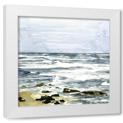Loose Seascape I White Modern Wood Framed Art Print by Caroline, Emma