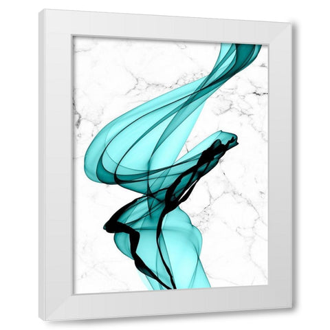 Teal Ribbons I White Modern Wood Framed Art Print by Orlov, Irena