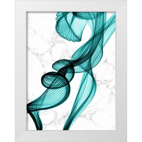 Teal Ribbons II White Modern Wood Framed Art Print by Orlov, Irena