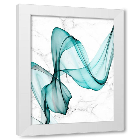 Teal Ribbons III White Modern Wood Framed Art Print by Orlov, Irena
