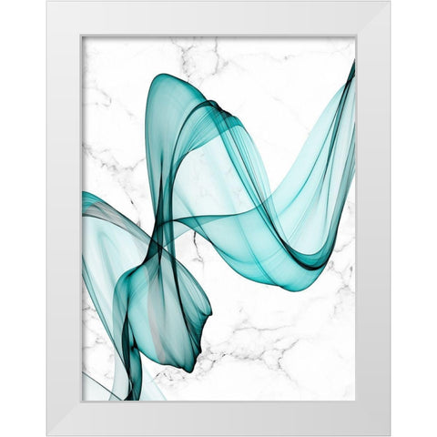 Teal Ribbons III White Modern Wood Framed Art Print by Orlov, Irena