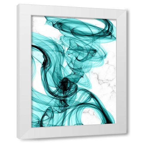 Teal Ribbons IV White Modern Wood Framed Art Print by Orlov, Irena