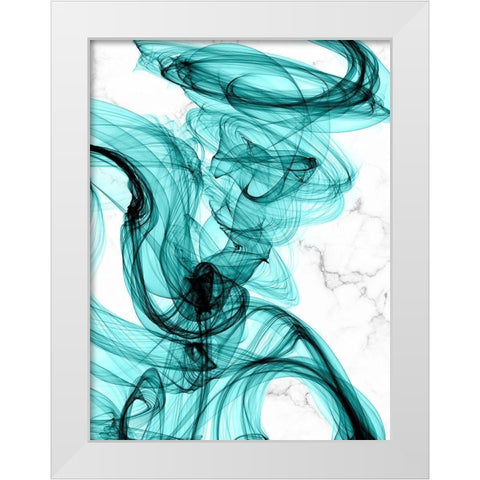 Teal Ribbons IV White Modern Wood Framed Art Print by Orlov, Irena