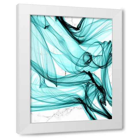 Teal Ribbons V White Modern Wood Framed Art Print by Orlov, Irena