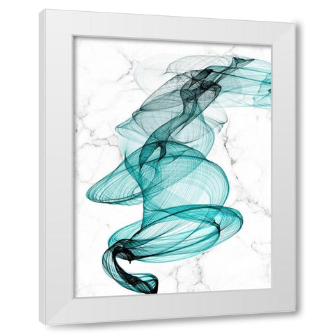 Teal Ribbons VI White Modern Wood Framed Art Print by Orlov, Irena