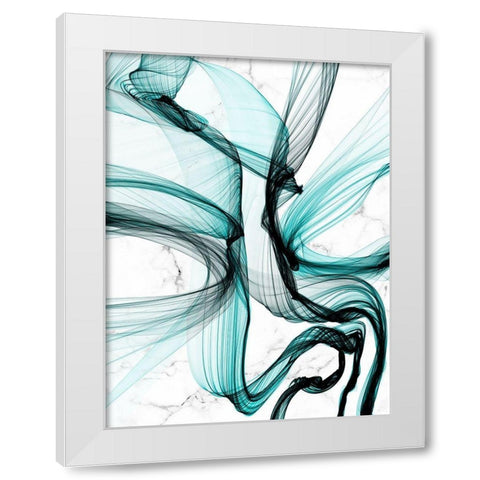 Teal Ribbons VII White Modern Wood Framed Art Print by Orlov, Irena