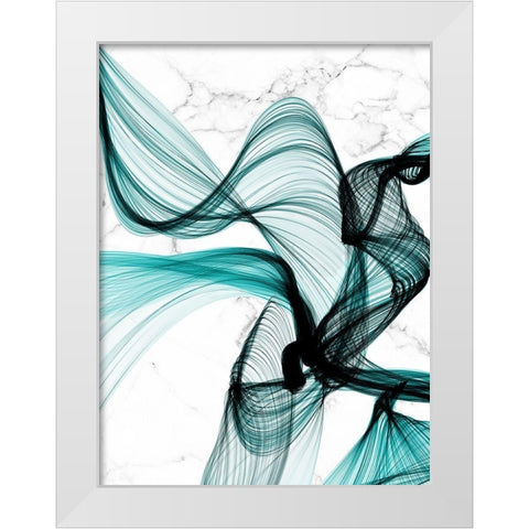 Teal Ribbons VIII White Modern Wood Framed Art Print by Orlov, Irena