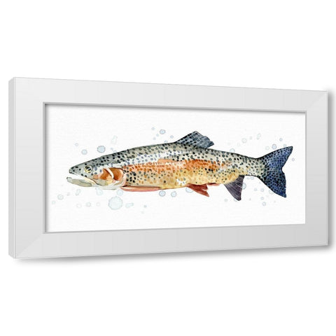 Watercolor Rainbow Trout II White Modern Wood Framed Art Print by Caroline, Emma