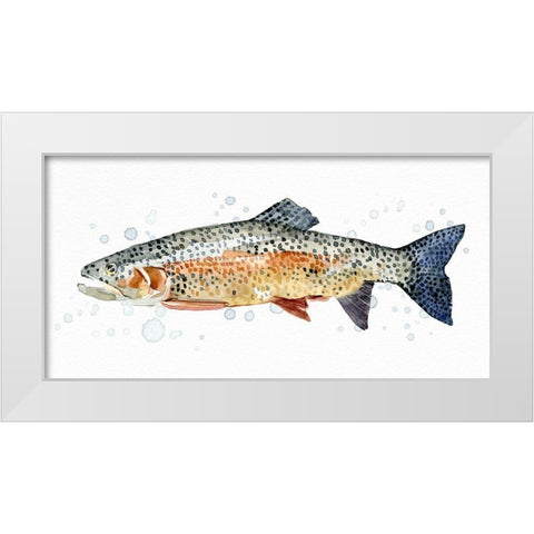 Watercolor Rainbow Trout II White Modern Wood Framed Art Print by Caroline, Emma